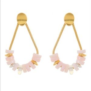 NWT Madewell Mother of Pearl Beaded Gold Dangle Earrings